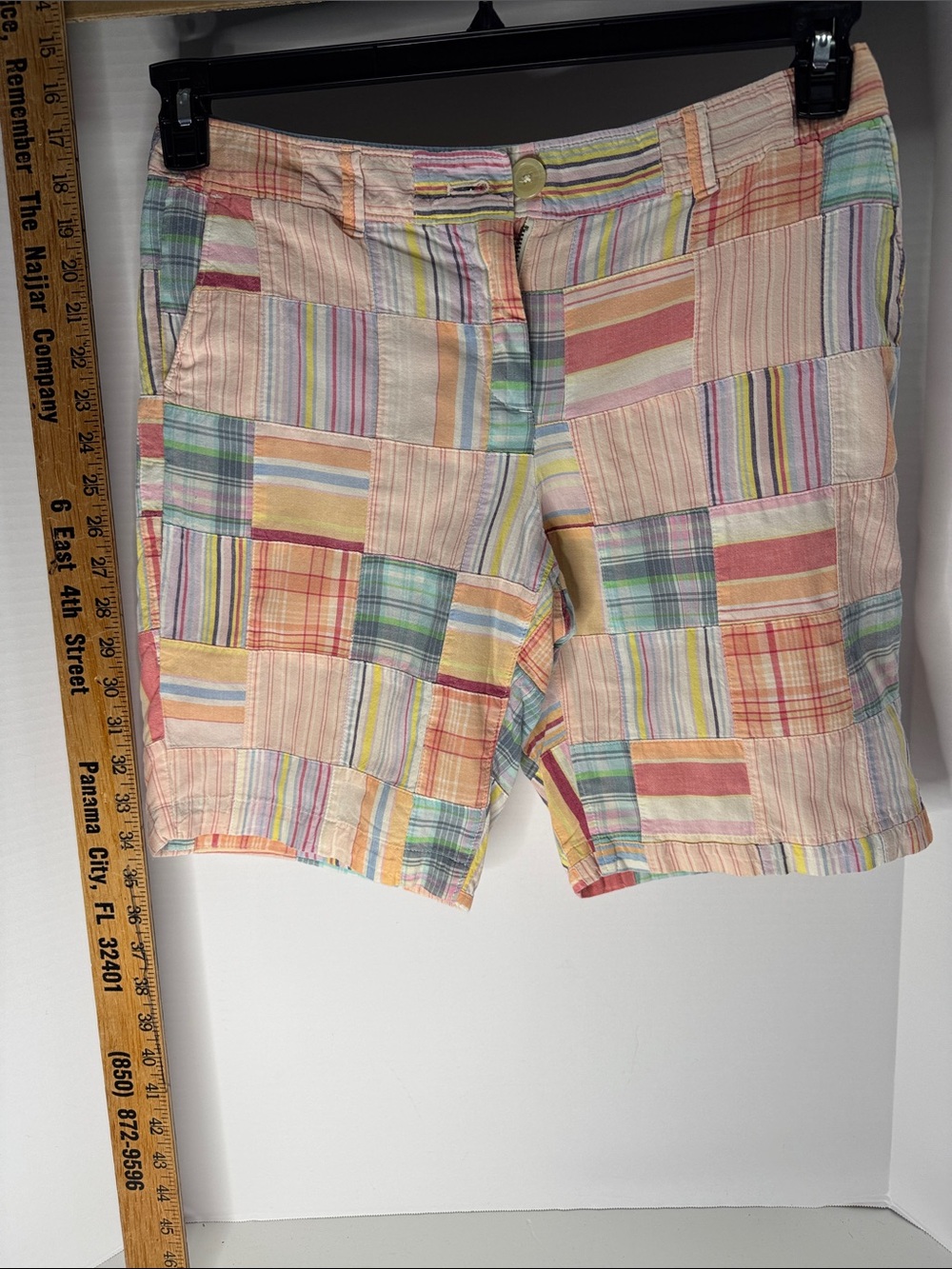 LOFT Patchwork Stripe Bermuda Shorts - Pastel Multi